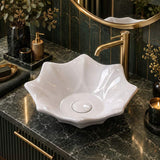 Flower Shape Above Counter Basin Ceramic 410x410x120mm - In Various Colour