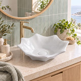 Flower Shape Above Counter Basin Ceramic 410x410x120mm - In Various Colour