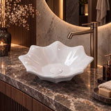 Flower Shape Above Counter Basin Ceramic 410x410x120mm - In Various Colour