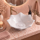 Flower Shape Above Counter Basin Ceramic 410x410x120mm - In Various Colour