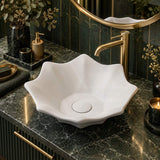 Flower Shape Above Counter Basin Ceramic 410x410x120mm - In Various Colour