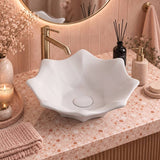 Flower Shape Above Counter Basin Ceramic 410x410x120mm - In Various Colour