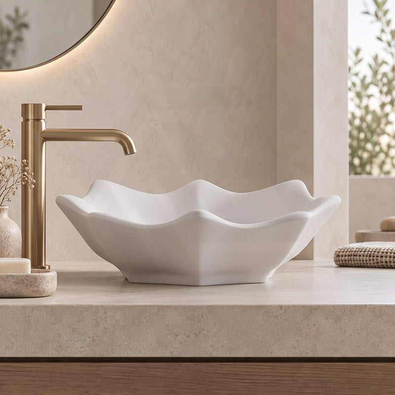 Flower Shape Above Counter Basin Ceramic 410x410x120mm - In Various Colour