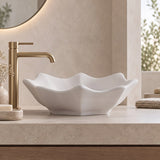 Flower Shape Above Counter Basin Ceramic 410x410x120mm - In Various Colour