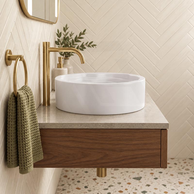 Round Ceramic Above Counter Basin 410x410x130mm - 4 Colours