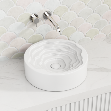 410X410X130Mm Round Matt White Above Counter Basin Ceramic Basins