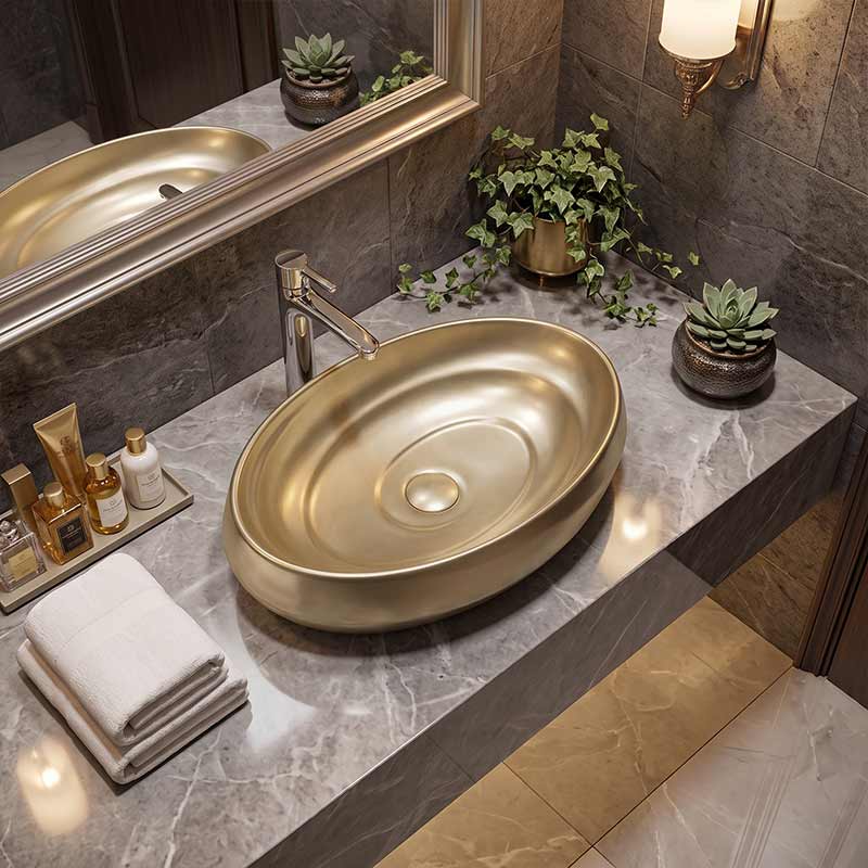 600x380x130mm Oval Ceramic Above Counter Basin Variant Colour Available