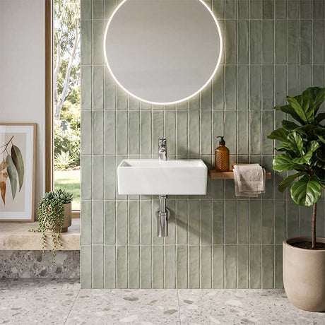 Infinity Rectangle Ceramic Above Counter/Wall Hung Basin with Tap Hole 335x290x120mm - Gloss White