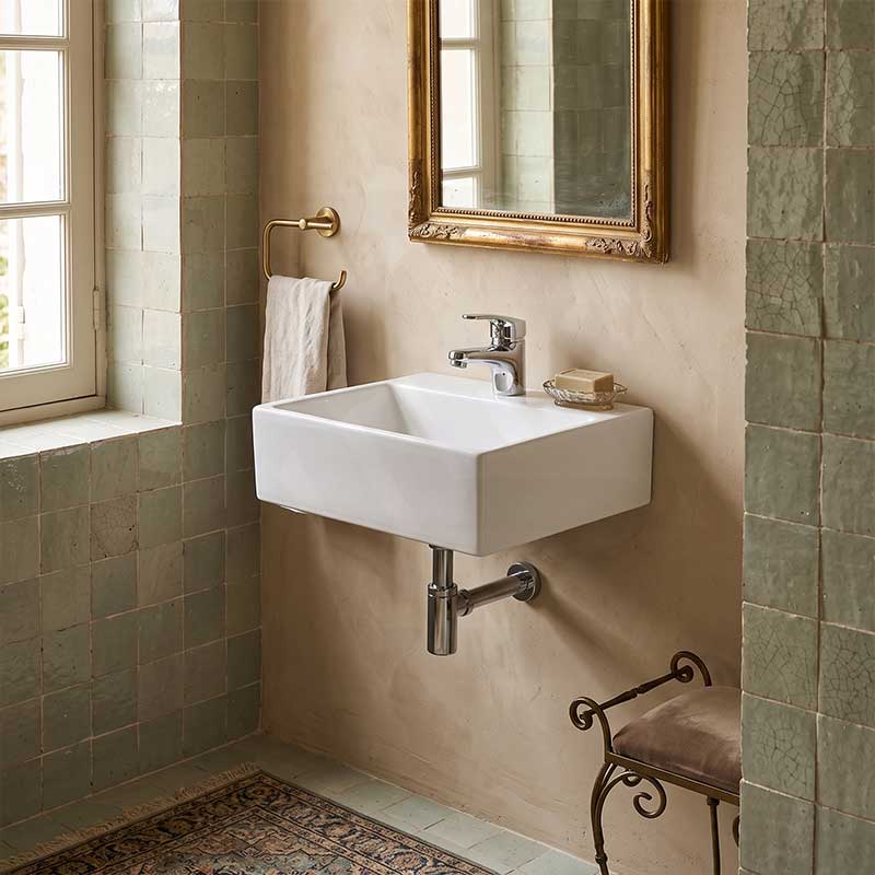 Infinity Rectangle Ceramic Above Counter/Wall Hung Basin with Tap Hole 335x290x120mm - Gloss White