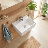 Infinity Rectangle Ceramic Above Counter/Wall Hung Basin with Tap Hole 335x290x120mm - Gloss White