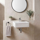 Infinity Rectangle Ceramic Above Counter/Wall Hung Basin with Tap Hole 335x290x120mm - Gloss White