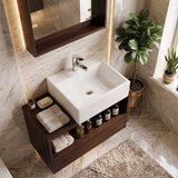 Infinity Rectangle Ceramic Above Counter/Wall Hung Basin with Tap Hole 335x290x120mm - Gloss White