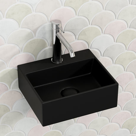 335x290x120mm Rectangle Ceramic Above Counter/Wall Hung Basin with Tap Hole Variant Colour Available