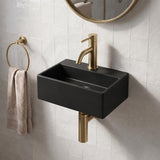 Rectangle Ceramic Above Counter/Wall Hung Basin with Tap Hole 335x290x120mm - Matt White / Black