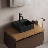 Rectangle Ceramic Above Counter/Wall Hung Basin with Tap Hole 335x290x120mm - Matt White / Black