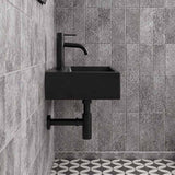 Rectangle Ceramic Above Counter/Wall Hung Basin with Tap Hole 335x290x120mm - Matt White / Black