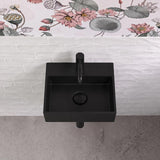 Rectangle Ceramic Above Counter/Wall Hung Basin with Tap Hole 335x290x120mm - Matt White / Black