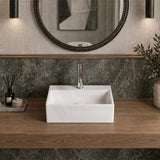 Rectangle Ceramic Above Counter/Wall Hung Basin with Tap Hole 335x290x120mm - Matt White / Black