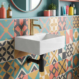 Rectangle Ceramic Above Counter/Wall Hung Basin with Tap Hole 335x290x120mm - Matt White / Black