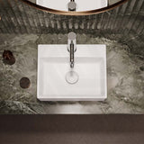 Rectangle Ceramic Above Counter/Wall Hung Basin with Tap Hole 335x290x120mm - Matt White / Black