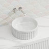 385x385x150mm Infinity Round Fluted Ceramic Above Counter Basin Gloss White