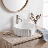 Infinity Round Fluted Ceramic Above Counter Basin 385x385x150mm - 3 Colours