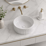 Infinity Round Fluted Ceramic Above Counter Basin 385x385x150mm - 3 Colours