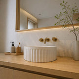 Infinity Round Fluted Ceramic Above Counter Basin 385x385x150mm - 3 Colours