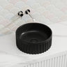 385x385x150mm Infinity Round Fluted Ceramic Above Counter Basin Matt Black
