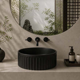 Infinity Round Fluted Ceramic Above Counter Basin 385x385x150mm - 3 Colours