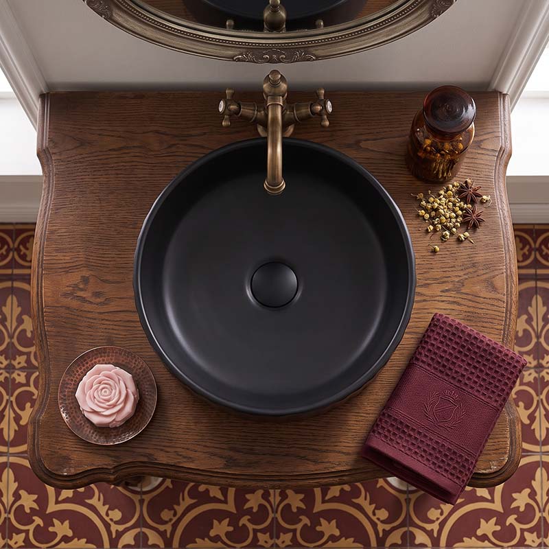 Infinity Round Fluted Ceramic Above Counter Basin 385x385x150mm - 3 Colours