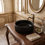 Infinity Round Fluted Ceramic Above Counter Basin 385x385x150mm - 3 Colours