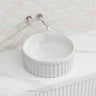 385x385x150mm Infinity Round Fluted Ceramic Above Counter Basin Matt White
