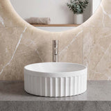 Infinity Round Fluted Ceramic Above Counter Basin 385x385x150mm - 3 Colours
