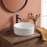 Infinity Round Fluted Ceramic Above Counter Basin 385x385x150mm - 3 Colours