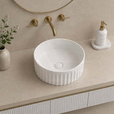 Infinity Round Fluted Ceramic Above Counter Basin 385x385x150mm - 3 Colours