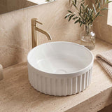 Infinity Round Fluted Ceramic Above Counter Basin 385x385x150mm - 3 Colours