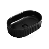 555x355x150mm Infinity Oval Fluted Ceramic Above Counter Basin Matt Black