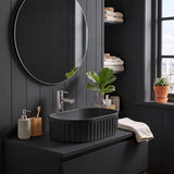 Infinity Oval Fluted Ceramic Above Counter Basin 555x355x150mm - Variant Colour