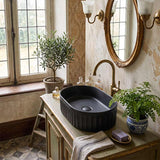 Infinity Oval Fluted Ceramic Above Counter Basin 555x355x150mm - Variant Colour