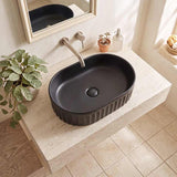 Infinity Oval Fluted Ceramic Above Counter Basin 555x355x150mm - Variant Colour