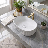 Infinity Oval Fluted Ceramic Above Counter Basin 555x355x150mm - Variant Colour