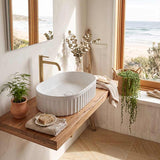 Infinity Oval Fluted Ceramic Above Counter Basin 555x355x150mm - Variant Colour