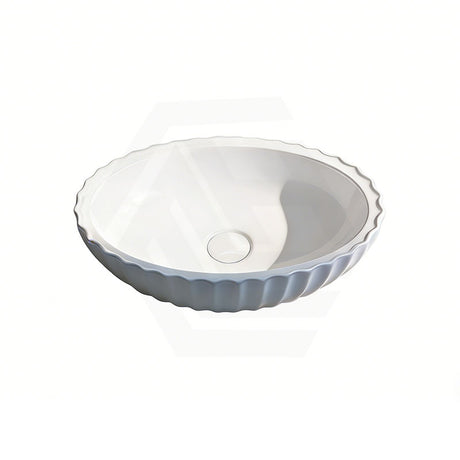 480x330x130mm Infinity Oval Ceramic Fluted Above Counter Basin Gloss White