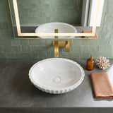 Infinity Oval Ceramic Fluted Above Counter Basin 480x330x130mm - Gloss White