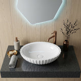 Infinity Oval Ceramic Fluted Above Counter Basin 480x330x130mm - Gloss White