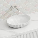 480x330x130mm Infinity Oval Ceramic Fluted Above Counter Basin Gloss White