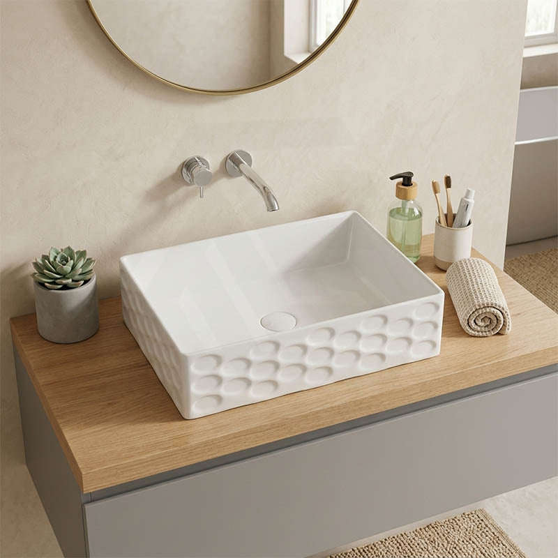 Infinity Rectangle Ceramic Above Counter Basin Non Overflow 550x360x140mm - Gloss White