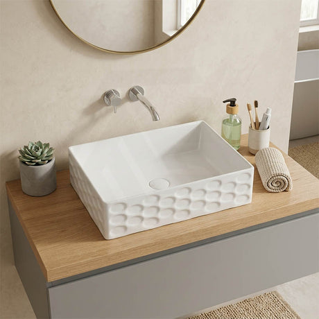 Infinity Rectangle Ceramic Above Counter Basin Non Overflow 550x360x140mm - Gloss White