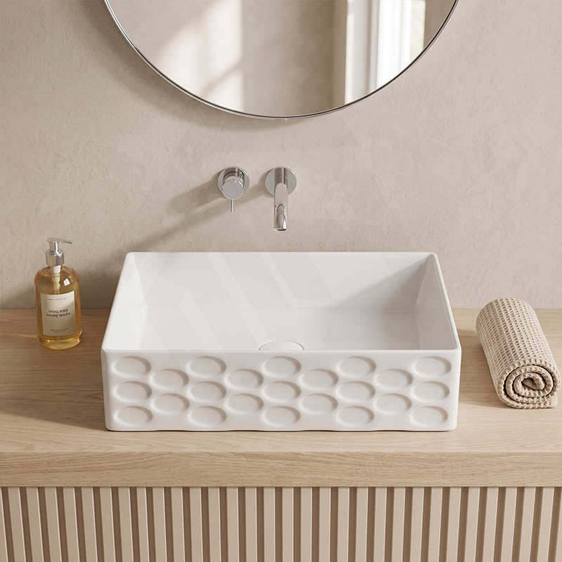 Infinity Rectangle Ceramic Above Counter Basin Non Overflow 550x360x140mm - Gloss White